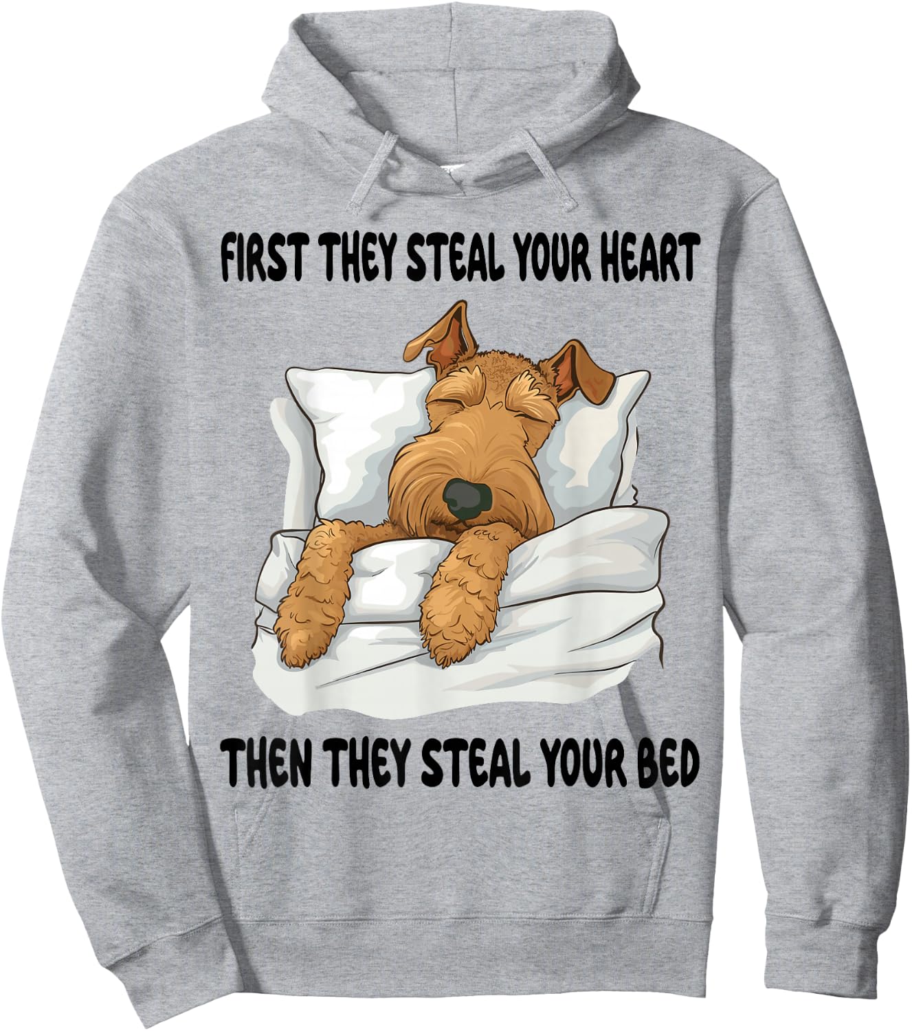 Airedale Terrier Sleeping Pajamas Nightgown Hoodie - Hoodie | Ash