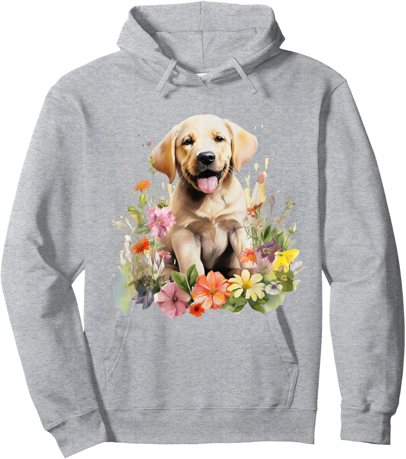 Floral Wildflower Dog Labrador Retriever Hoodie - Hoodie | Ash