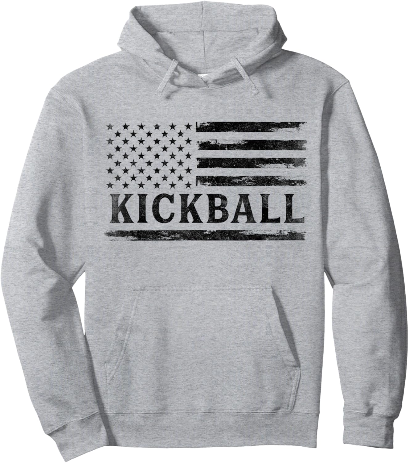 Kickball Black Vintage USA Flag Coach Hoodie - Hoodie | Ash