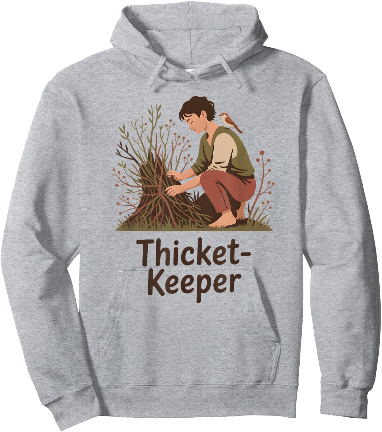 Thicket-Keeper Earthy Wildlife Graphic Hoodie - Hoodie | Ash