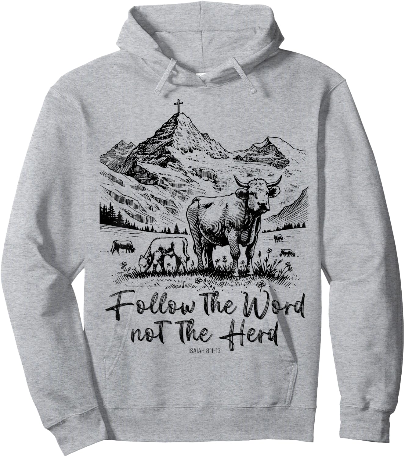 Follow The Word Not The Herd Funny Cow Farm Hoodie - Hoodie | Ash
