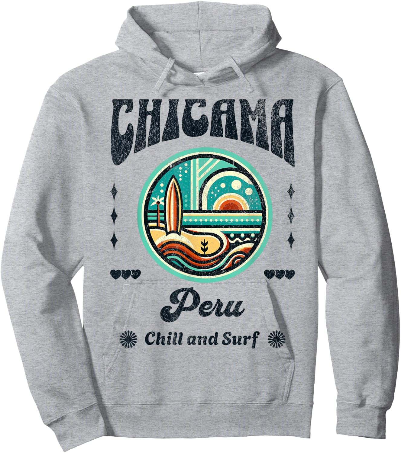 Chicama Peru Retro 70s Coastal Hoodie - Hoodie | Ash