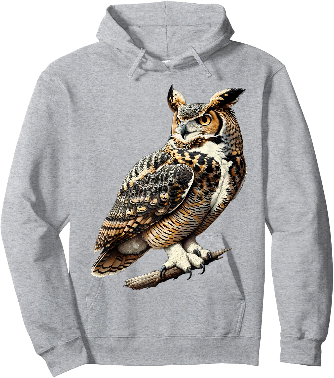 Great Horned Owl Hoodie - Hoodie | Ash