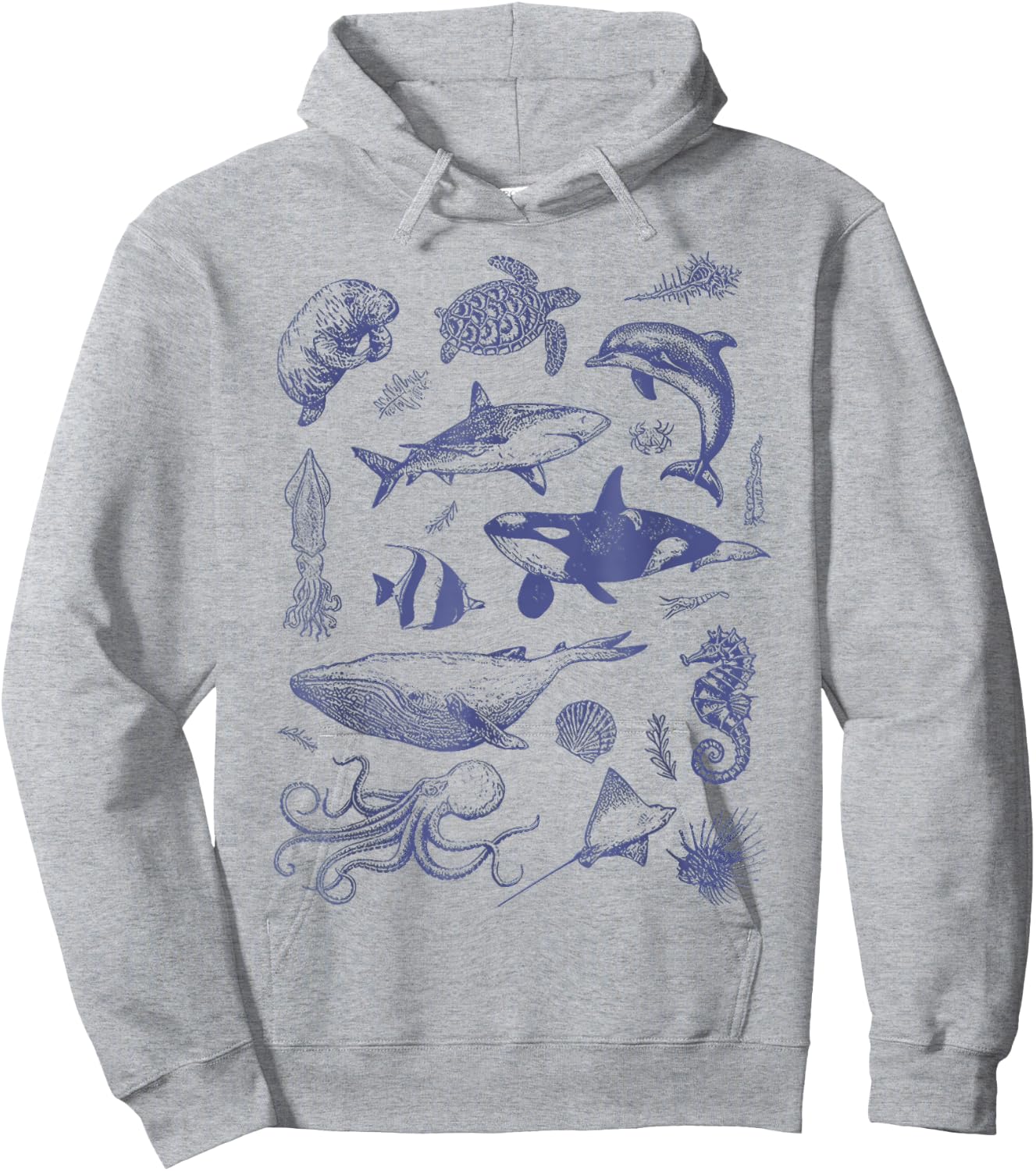 Vintage 90s Tattoo Sea Animal Ocean Nature Hoodie - Hoodie | Ash