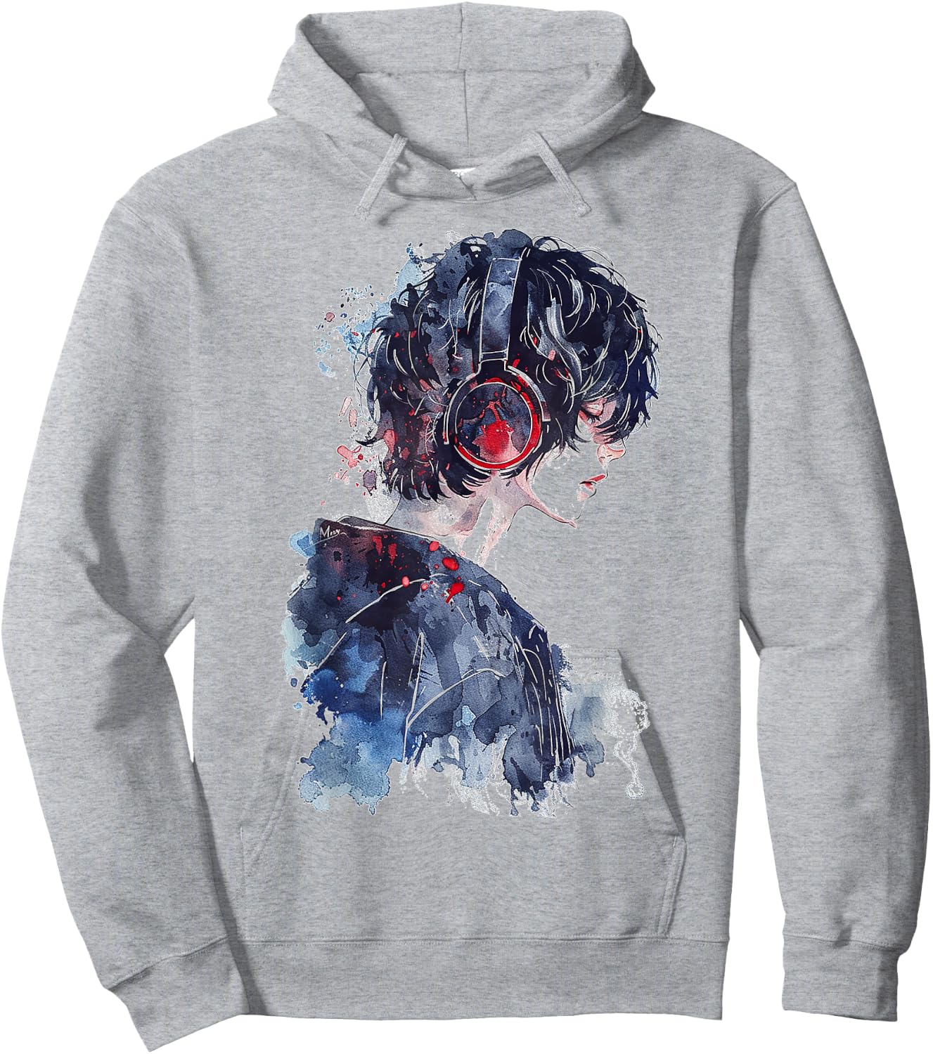 Anime Manga Motif Headphone Artwork Anime Hoodie - Hoodie | Ash