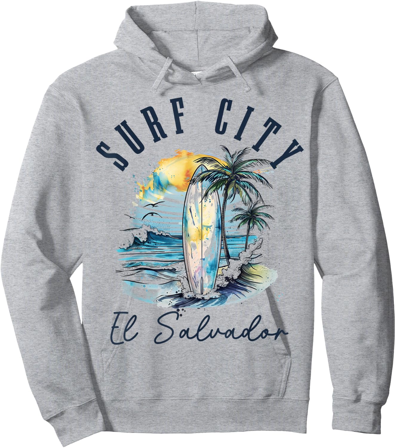 Surf City El Salvador Vintage Beach Surf Surfer Hoodie - Hoodie | Ash