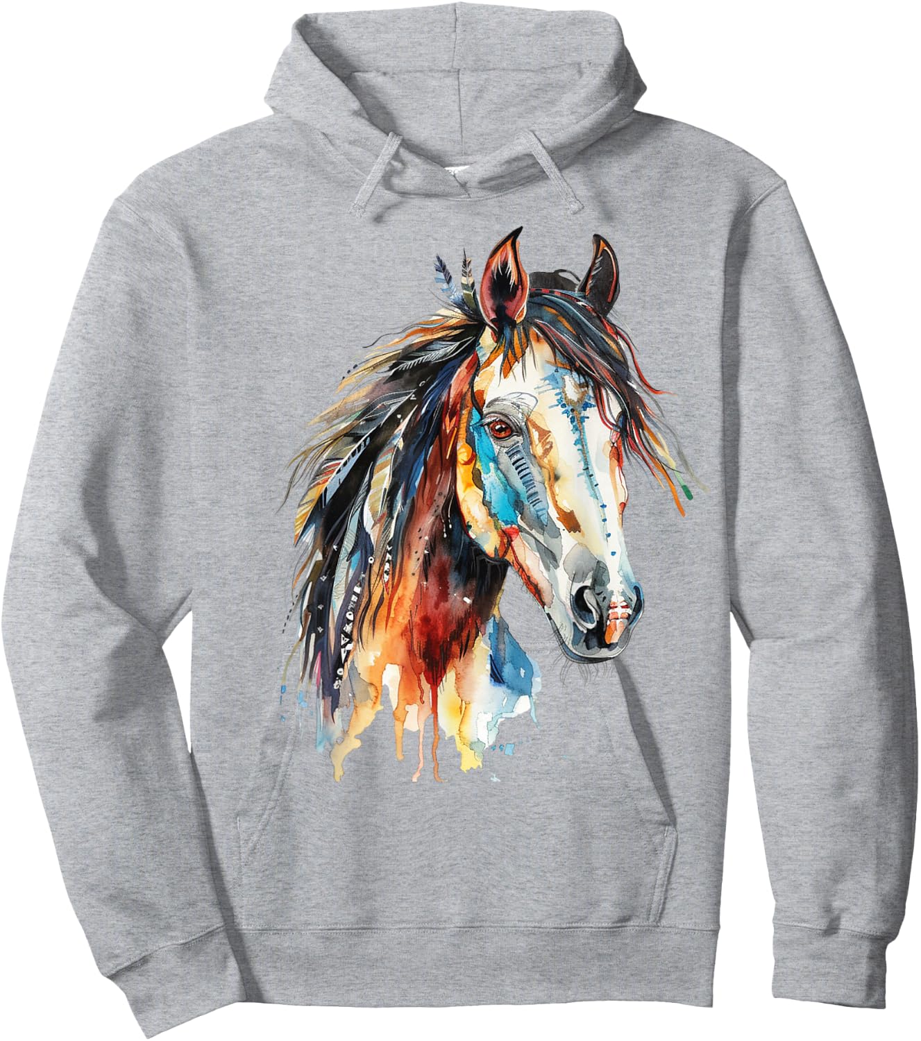 Native American Wild Horse Hoodie - Hoodie | Ash