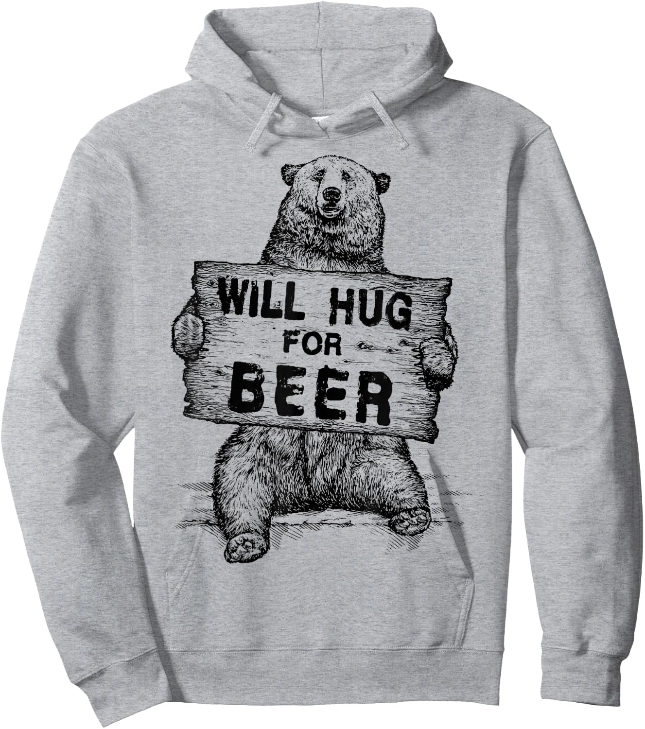Bear Hug For Beer Vintage Rustic Hoodie - Hoodie | Ash