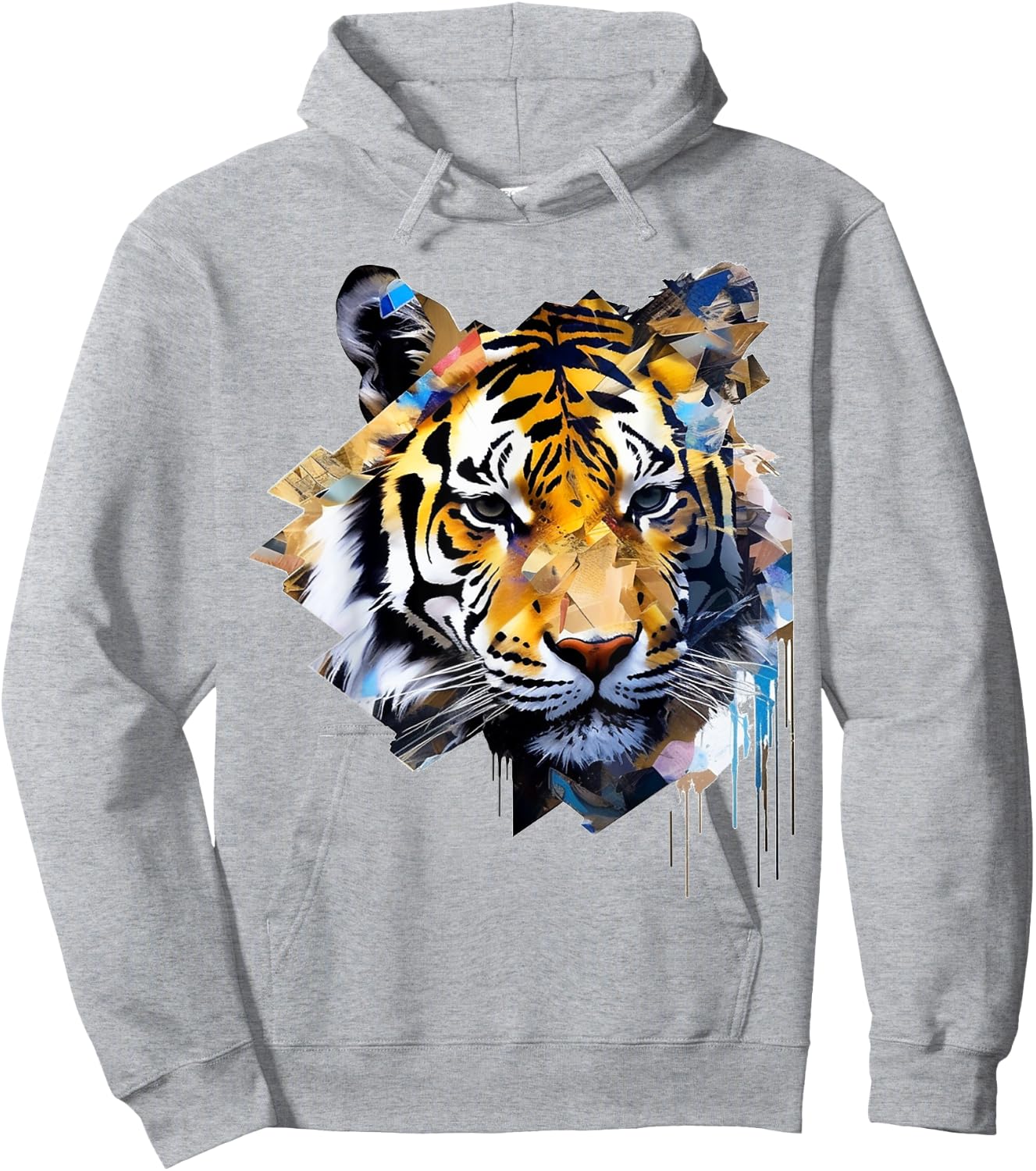 Tiger Artwork Animal Design Tiger Hoodie - Hoodie | Ash