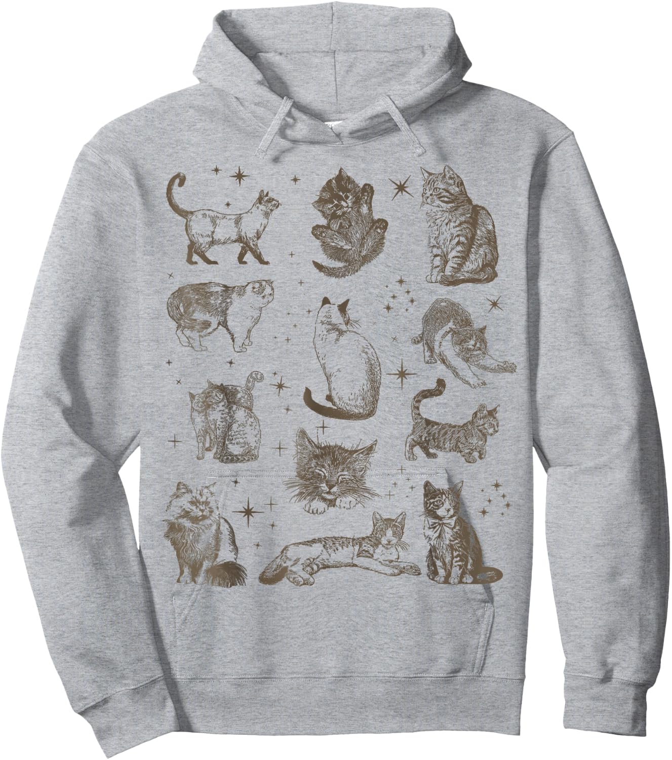 Vintage 90s Tattoo Retro Cats In Space Hoodie - Hoodie | Ash