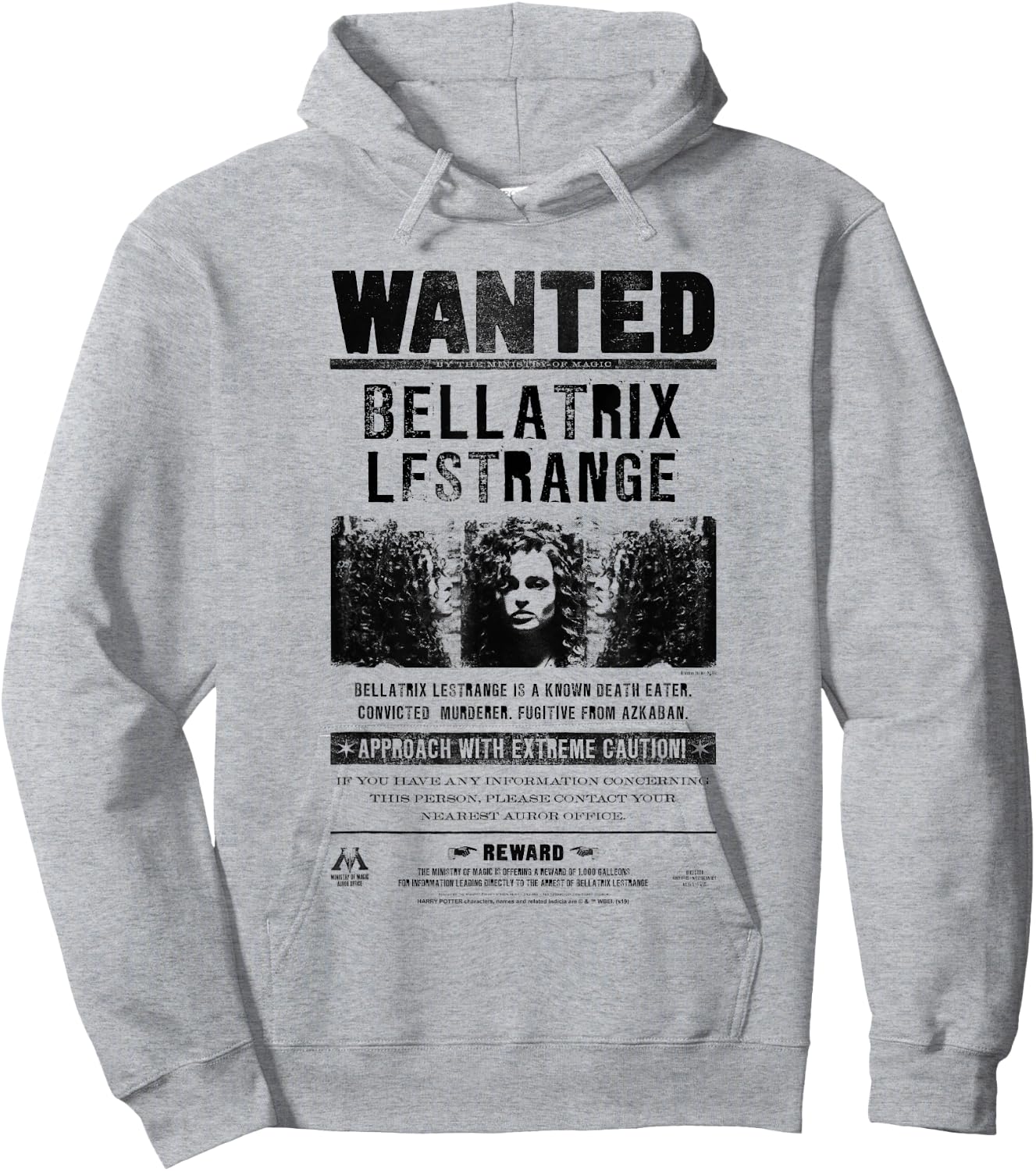 Harry Potter Bellatrix Lestrange Wanted Poster Hoodie - Hoodie | Ash