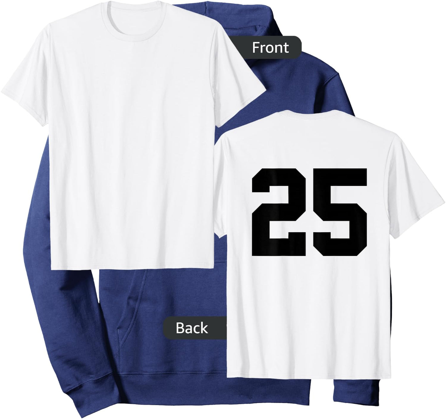 Number 25 ( on Back) Sports Team Jersey Number Hoodie - Hoodie | Navy