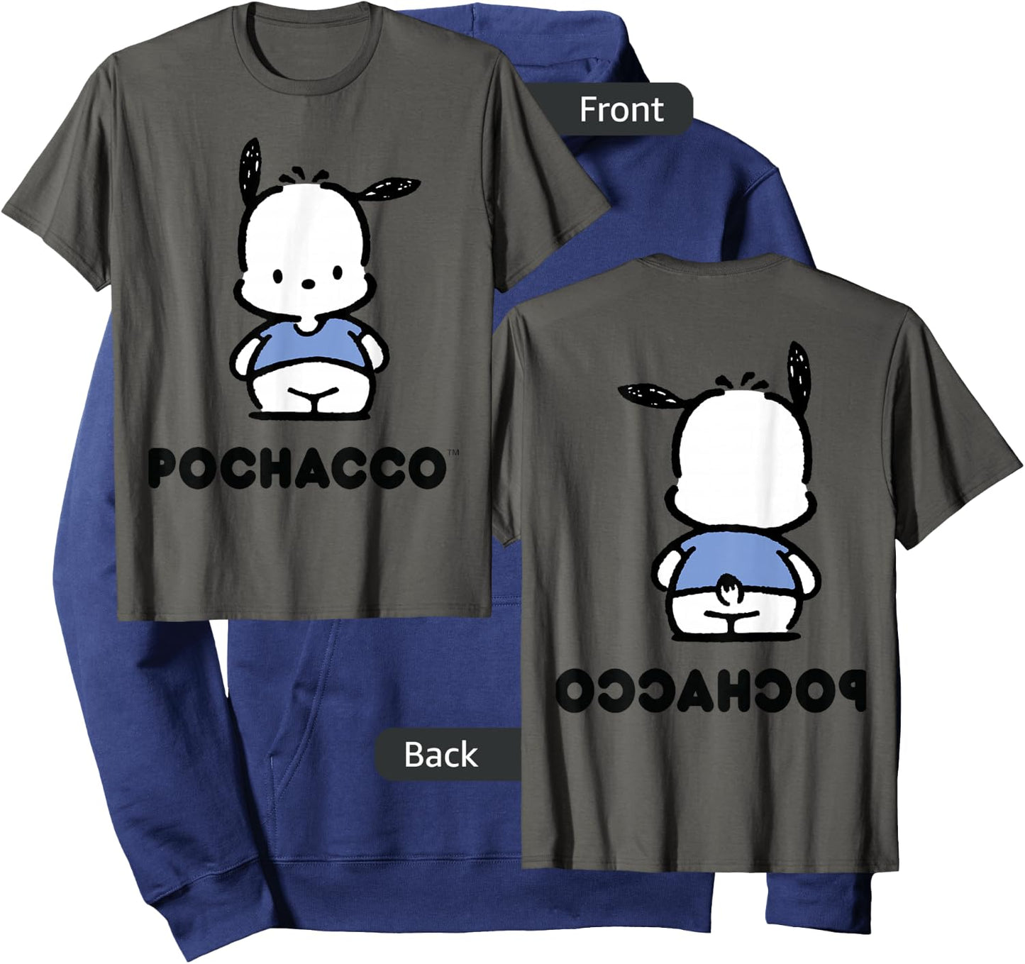 Pochacco Character Front and Back Hoodie - Hoodie | Navy