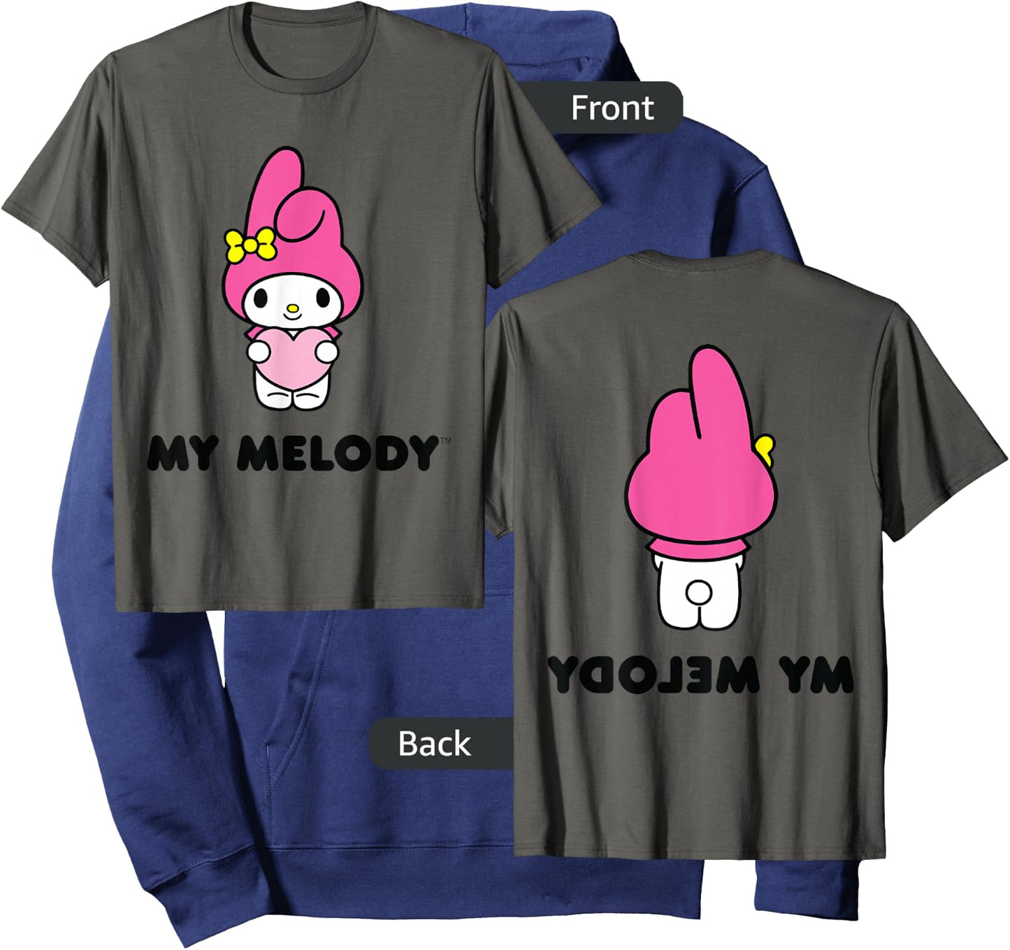 My Melody Character Front and Back Small Hoodie - Hoodie | Navy
