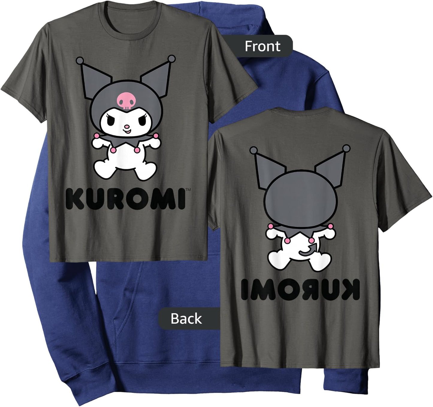 Kuromi Character Front and Back Small Hoodie - Hoodie | Navy