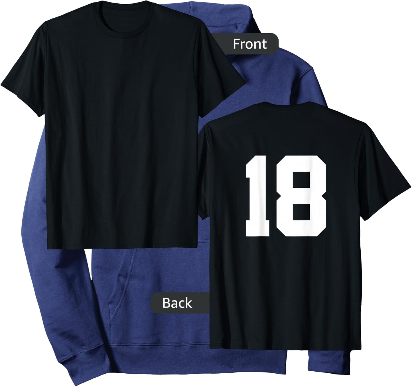 Number 18 ( on Back) Sports Team Jersey Number Hoodie - Hoodie | Navy