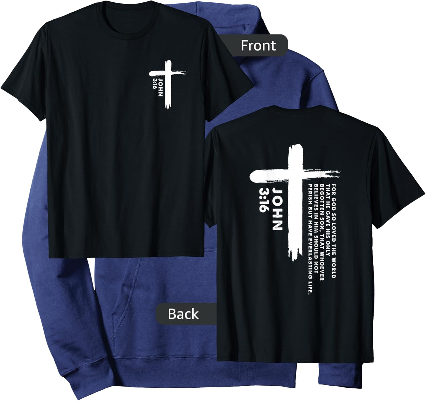God so Loved the World Front and Back Print Hoodie - Hoodie | Navy