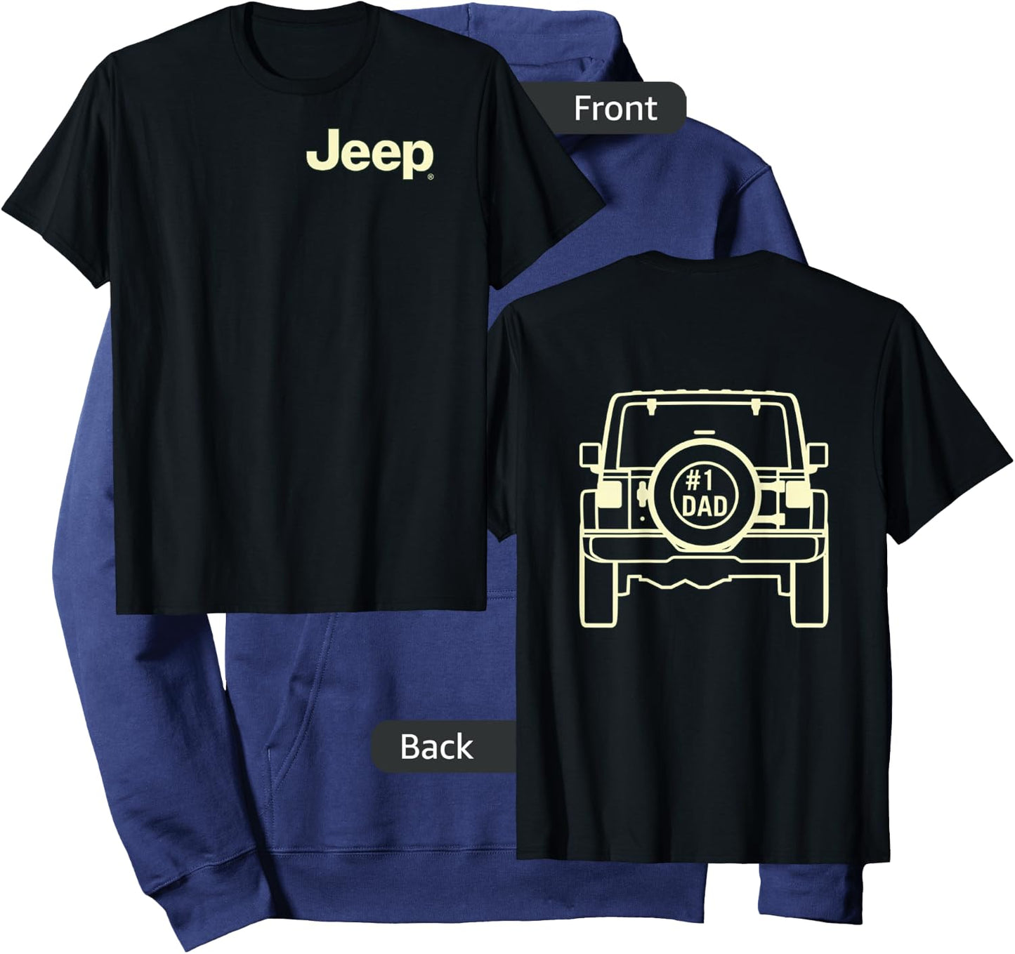 Jeep Dad (Front/Back Print) Small Hoodie - Hoodie | Navy