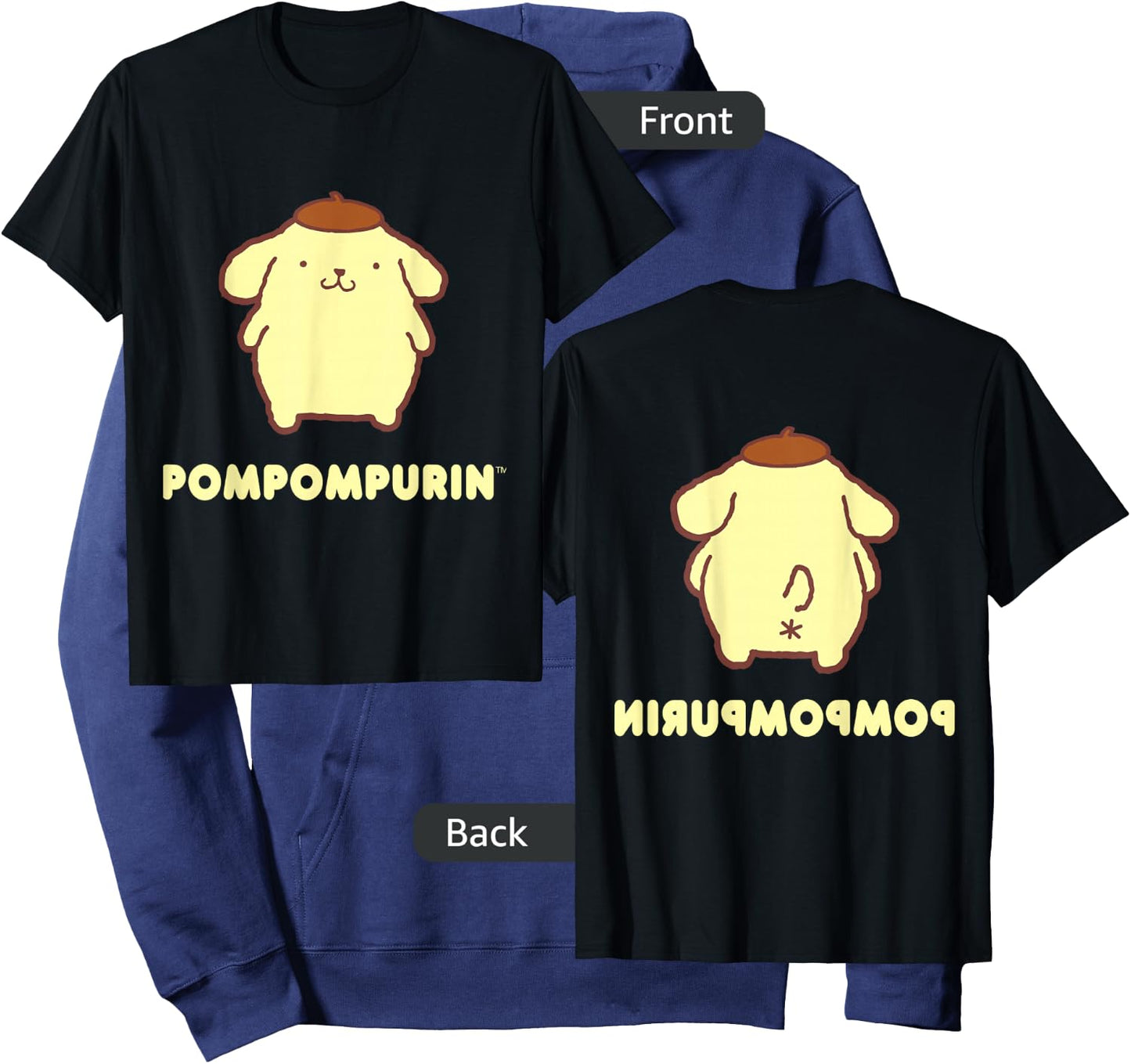 Pompompurin Character Front and Back Small Hoodie - Hoodie | Navy