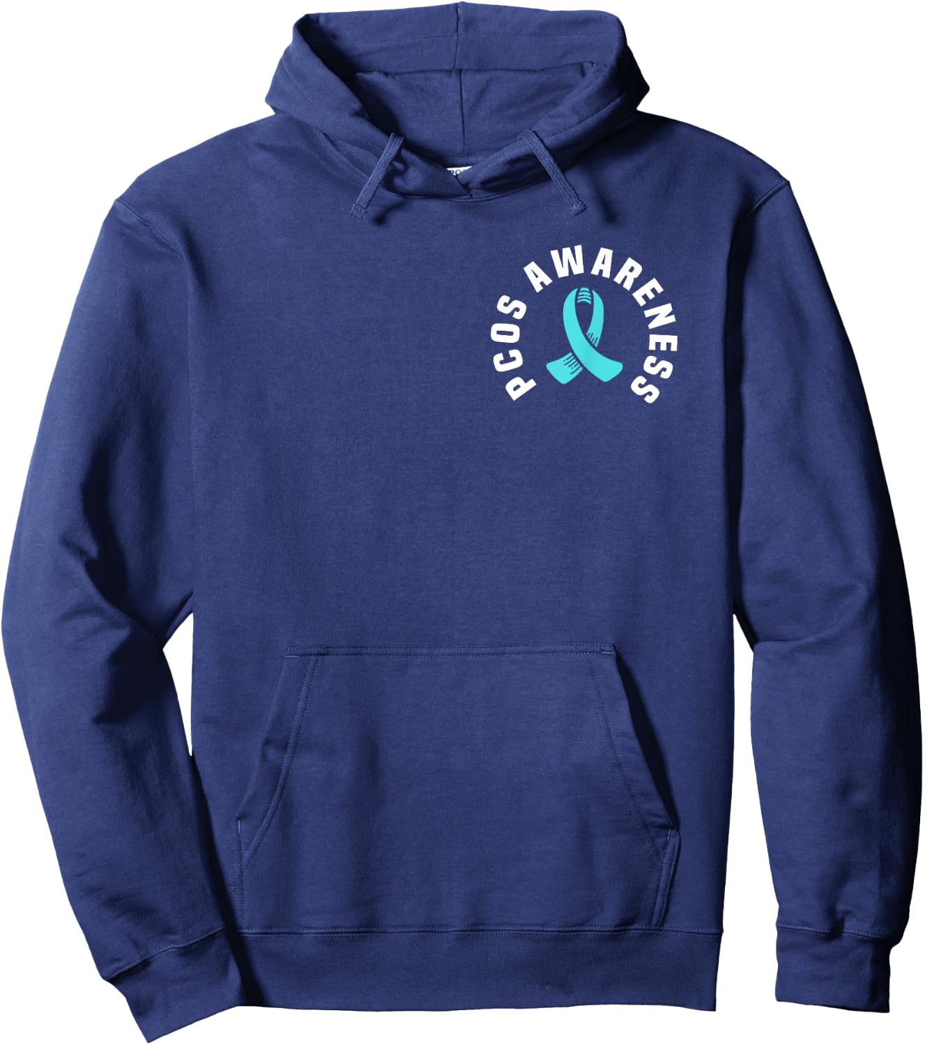 PCOS Awareness Pocket Wear Teal Ribbon Hoodie - Hoodie | Navy