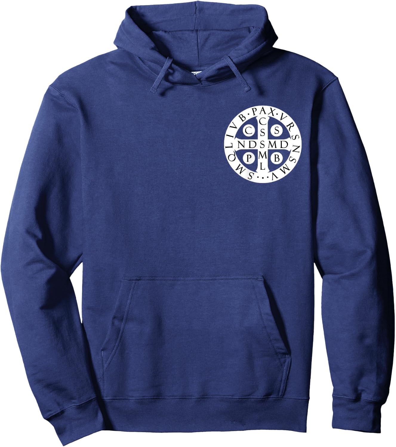 St. Benedict Medal Catholic Saint Cross Prayer Hoodie - Hoodie | Navy