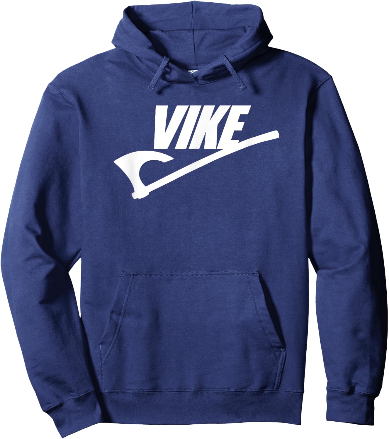 Vike Viking Battle Axe White Print Funny Hoodie - Hoodie | Navy