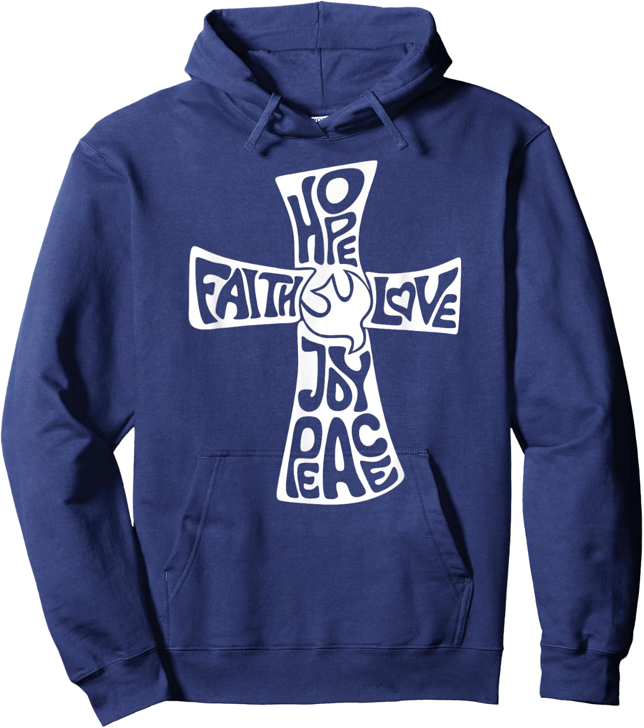 Hope Faith Love Joy Peace - Christian Cross Hoodie - Hoodie | Navy