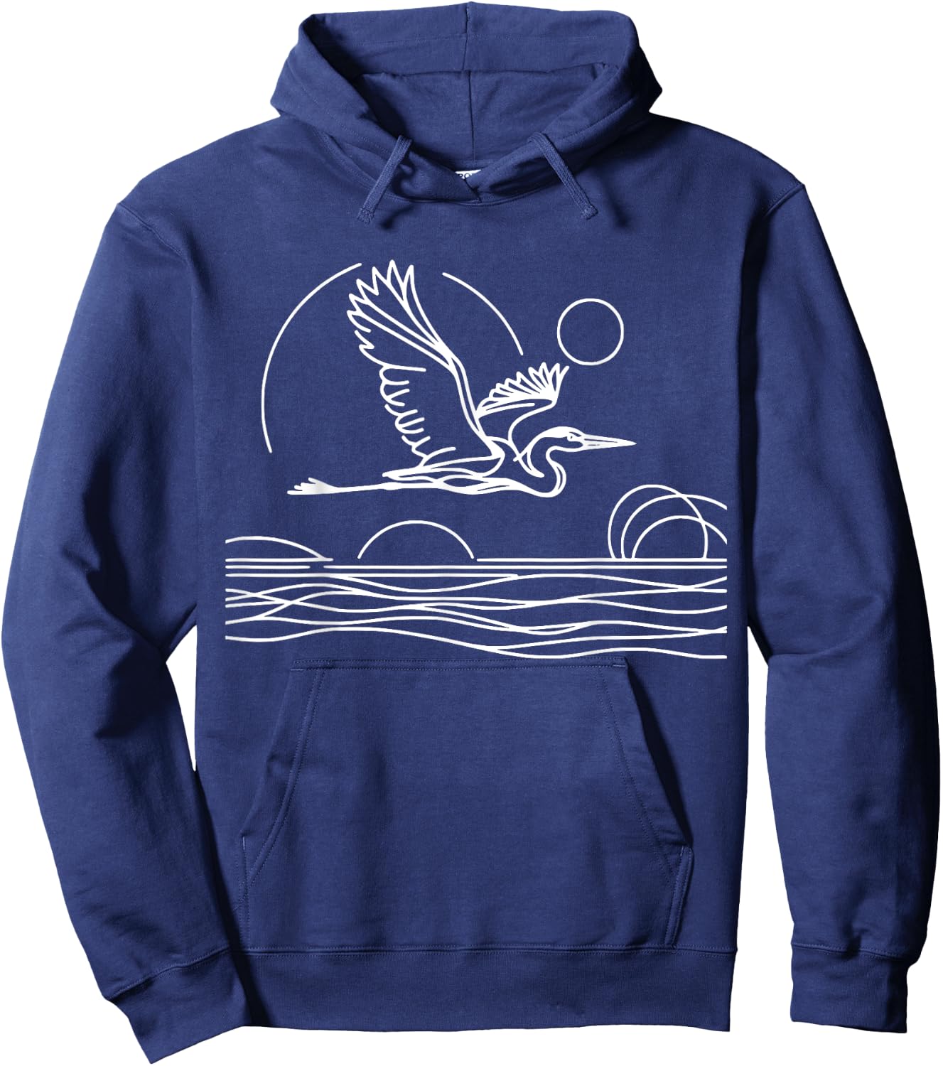 Line Art Bird & Ornithologist Great Blue Heron Hoodie - Hoodie | Navy