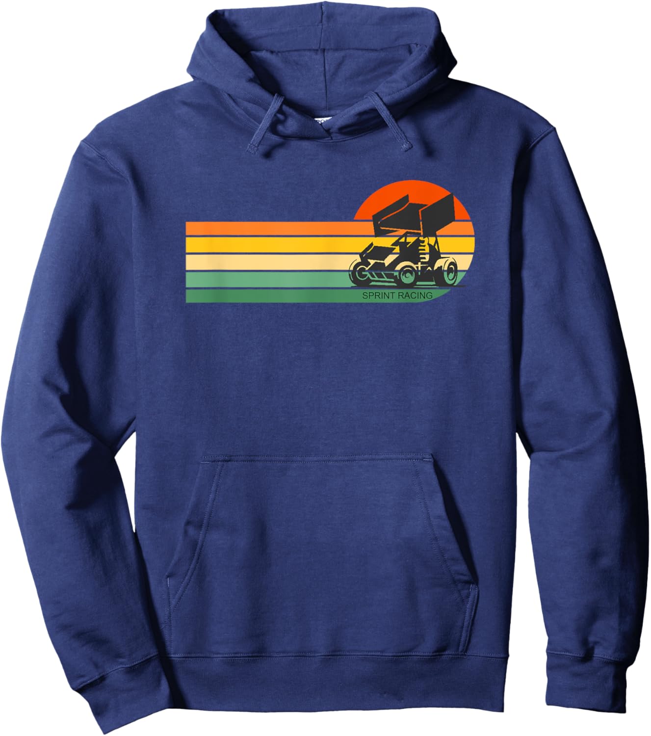 Retro Sprint Car Dirt Track Racing Racetrack Hoodie - Hoodie | Navy