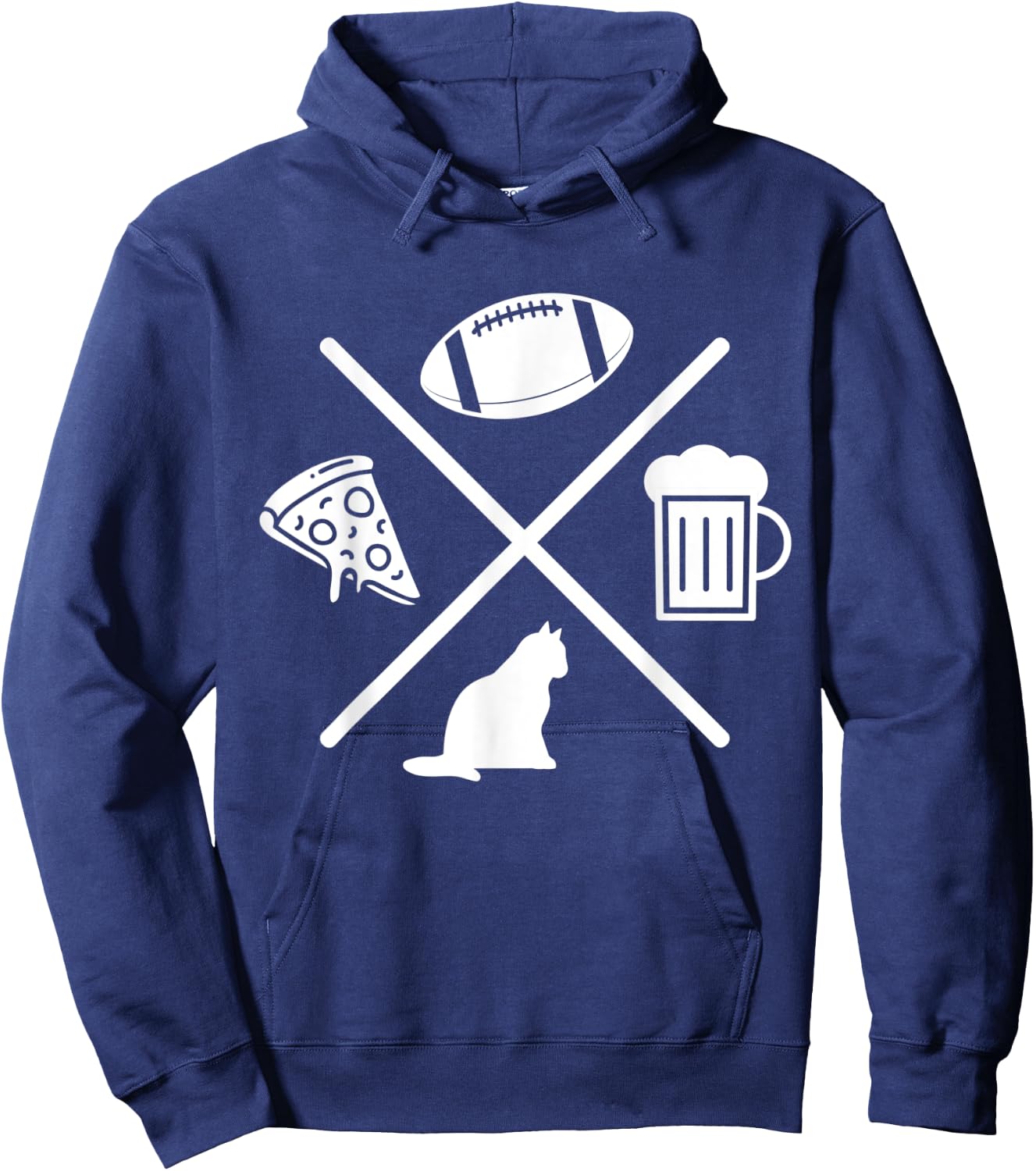 Football Beer Cats Pizza Feline Snack Food Gift Hoodie - Hoodie | Navy