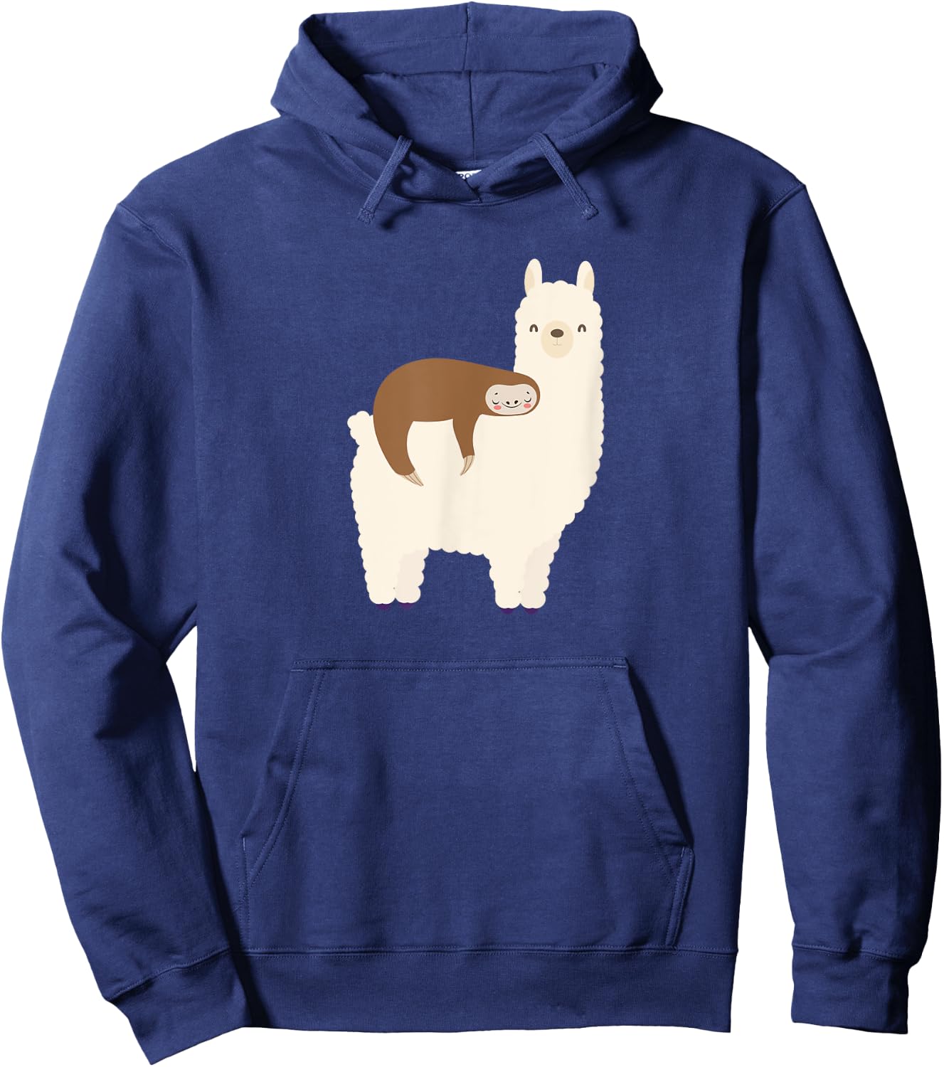 Lazy Sloth Riding Llama Funny Graphic for Girls Hoodie - Hoodie | Navy