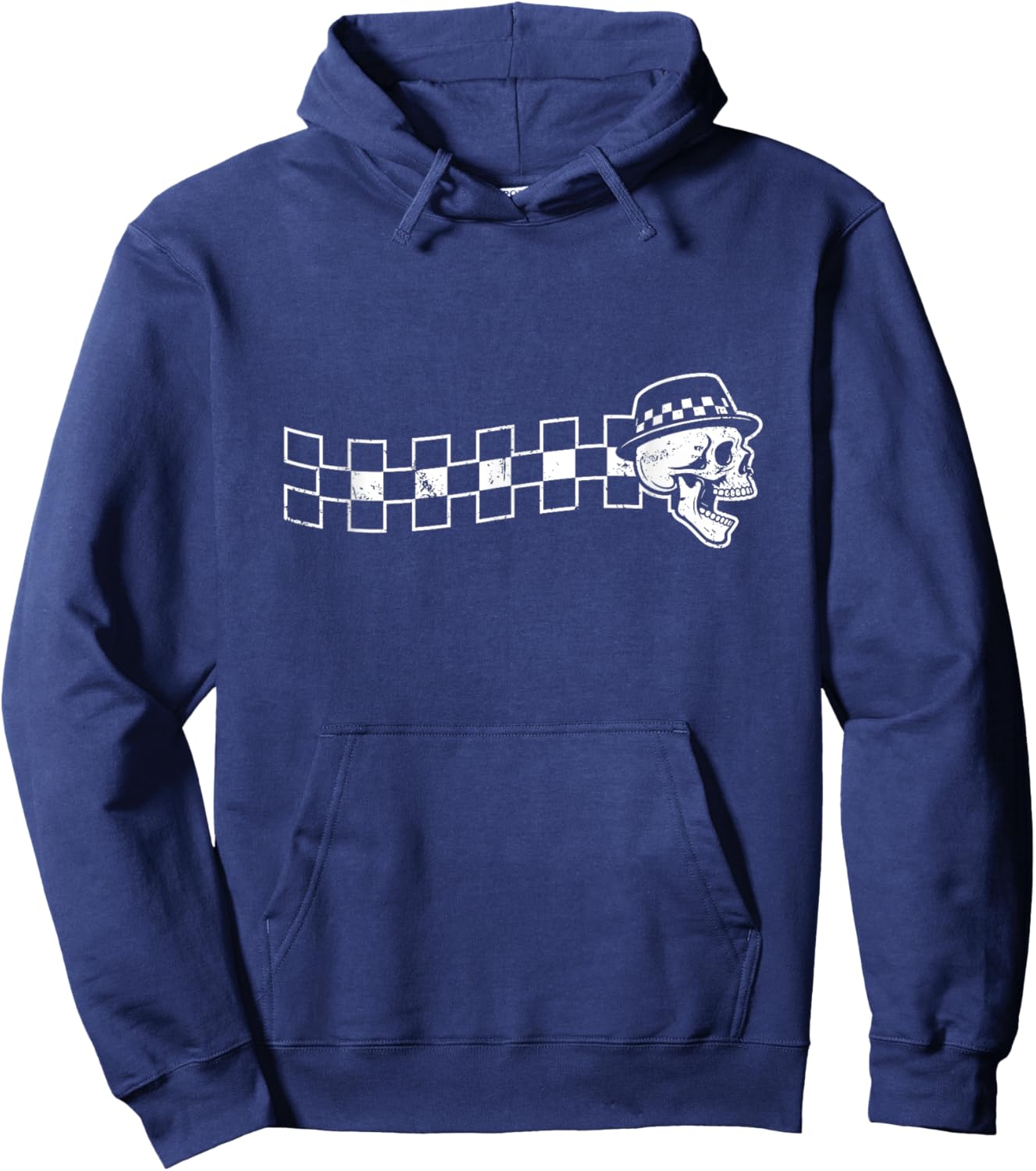 Checker Wave Head Ska Design Hoodie - Hoodie | Navy