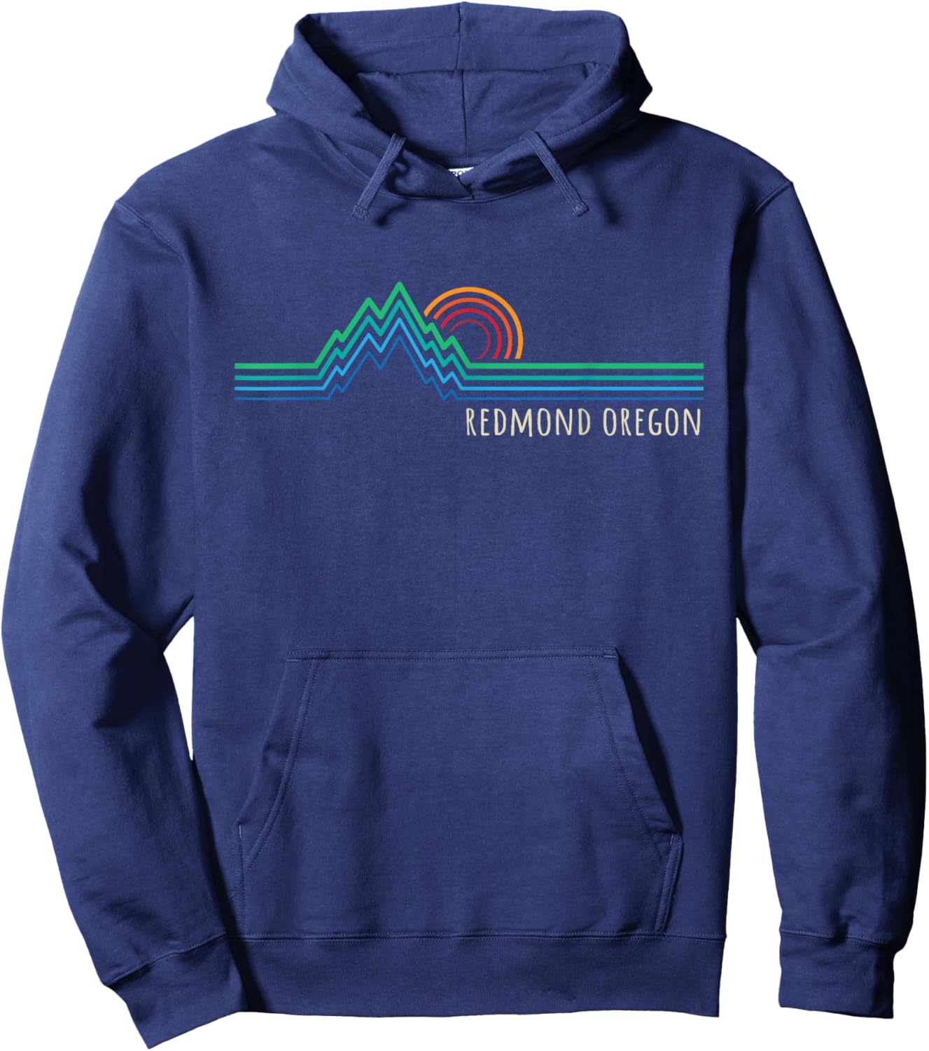 Redmond Oregon USA Retro Mountain Sunset Design Hoodie - Hoodie | Navy