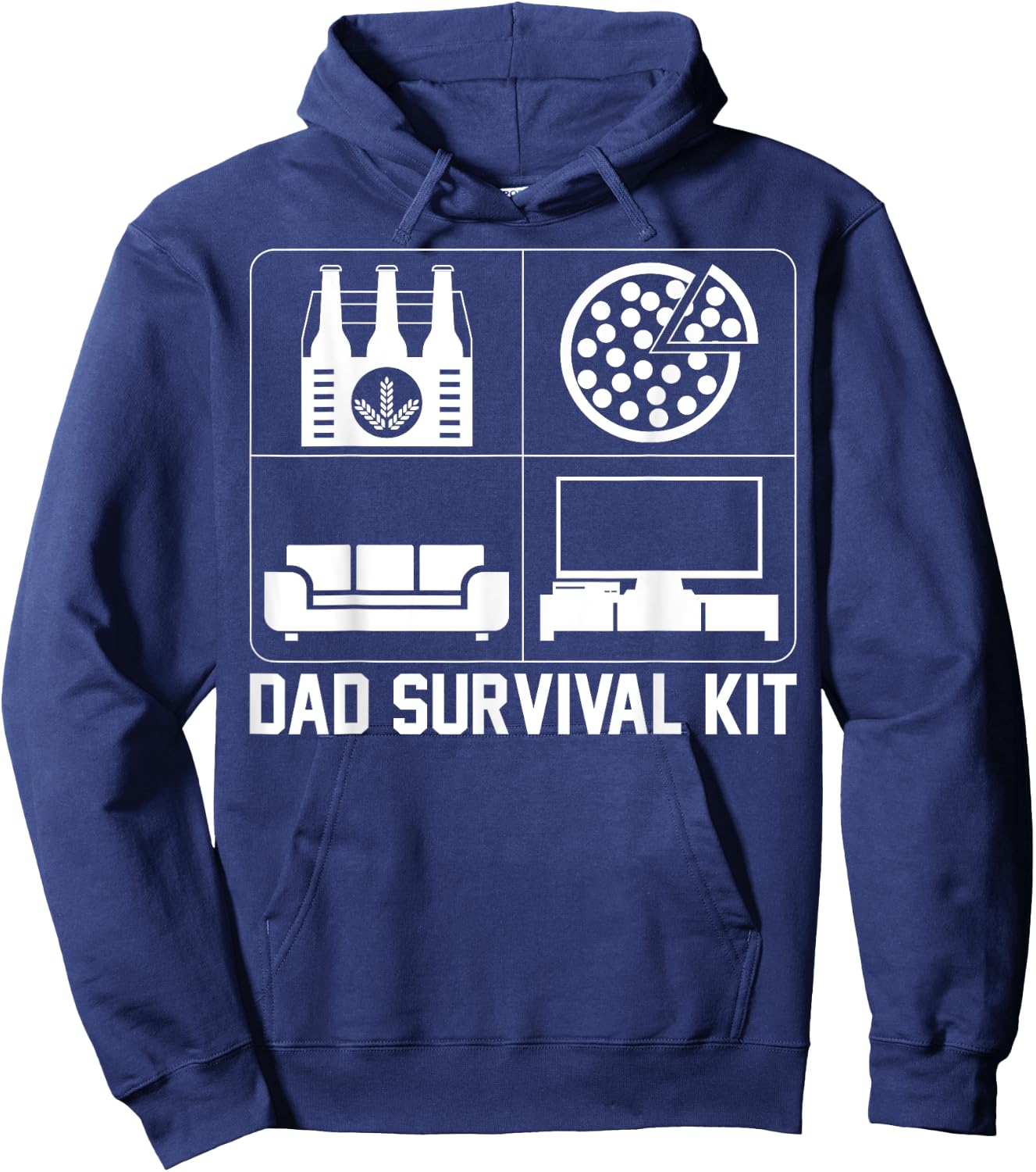 Dad Survival Kit Beer Pizza Couch TV Hoodie - Hoodie | Navy