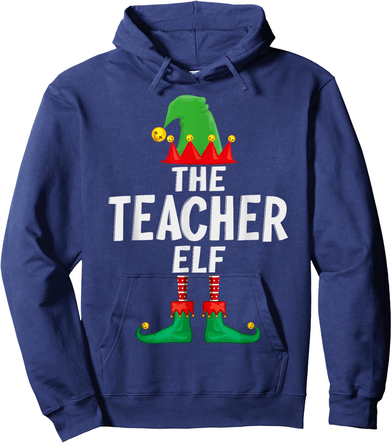 The Teacher Elf Matching Family Christmas Hoodie - Hoodie | Navy