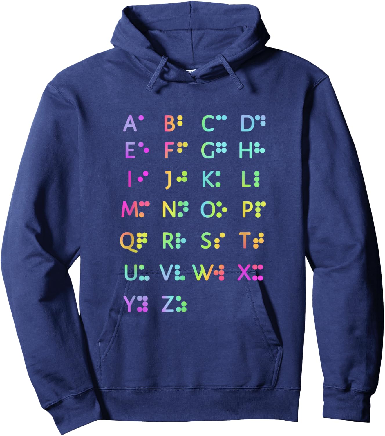 Retro Vibe Braille Alphabet Blind Awareness Hoodie - Hoodie | Navy