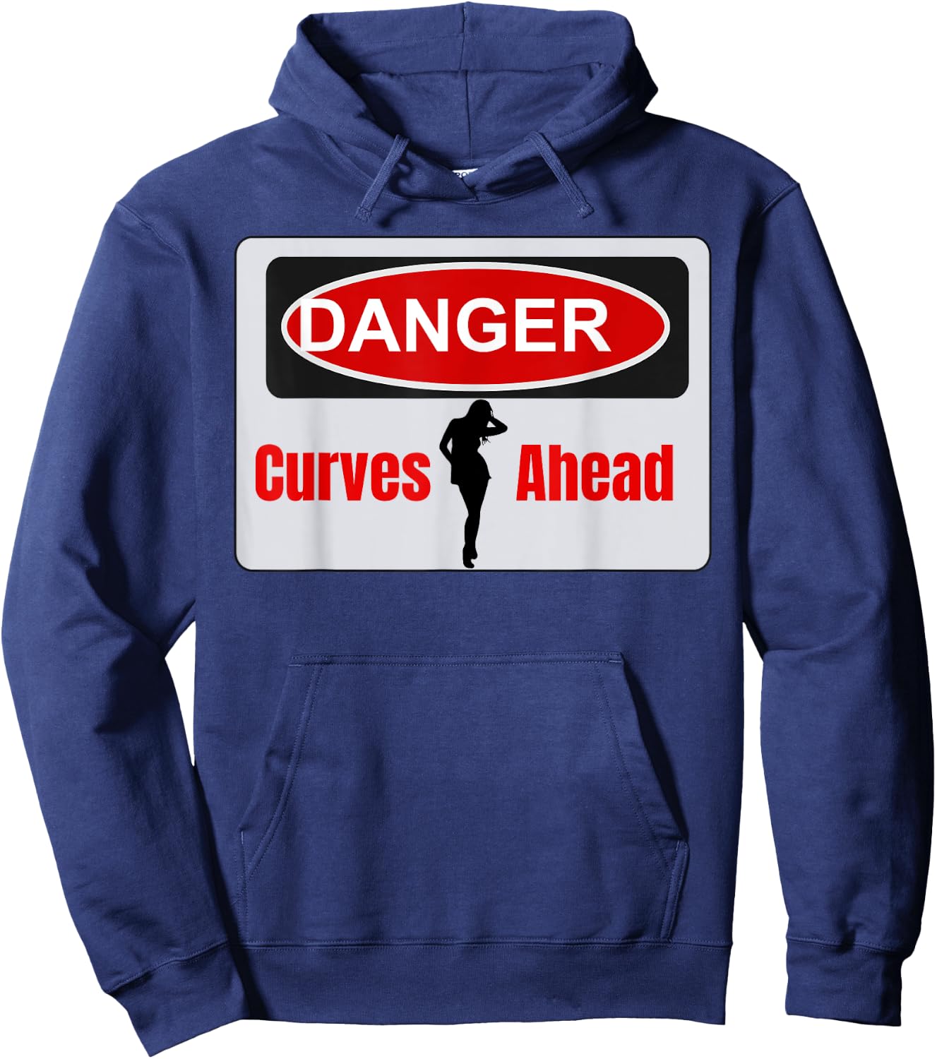 Danger Curves Ahead Female Silhouette Hoodie - Hoodie | Navy