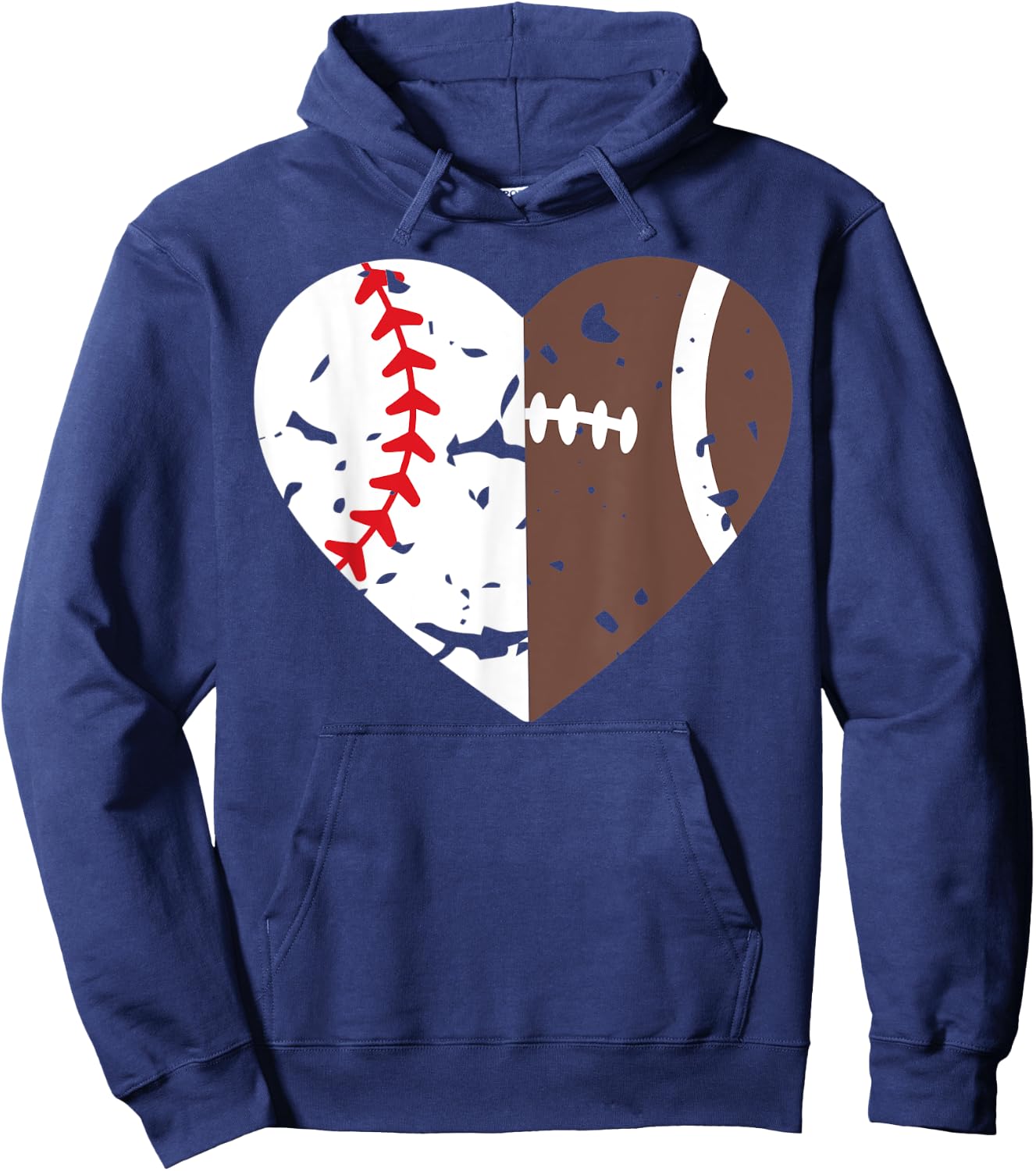 Half Baseball Half Football Heart Players Hoodie - Hoodie | Navy