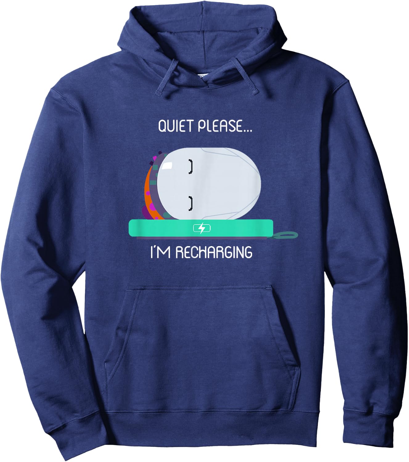 Ron's Gone Wrong Quiet Please I'm Recharging Hoodie - Hoodie | Navy