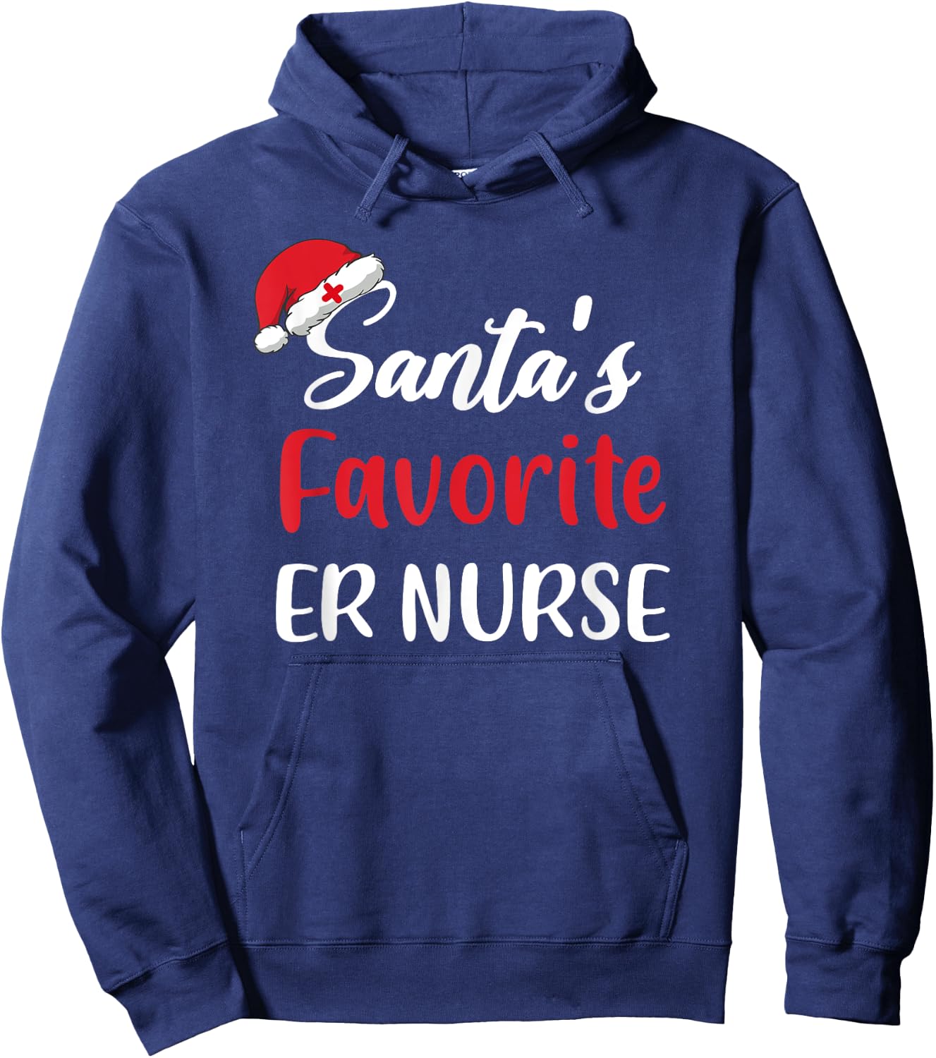 Santas Favorite ER nurse Christmas Funny Hoodie - Hoodie | Navy