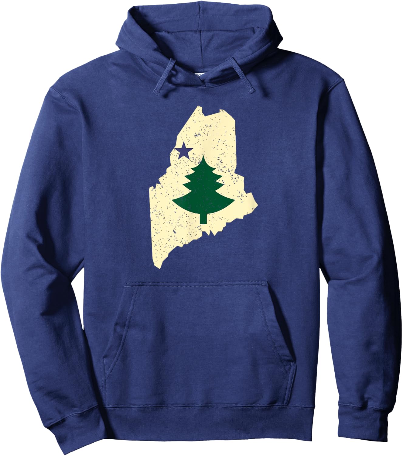 Old Maine State Flag 1901 Pine Tree Hoodie - Hoodie | Navy