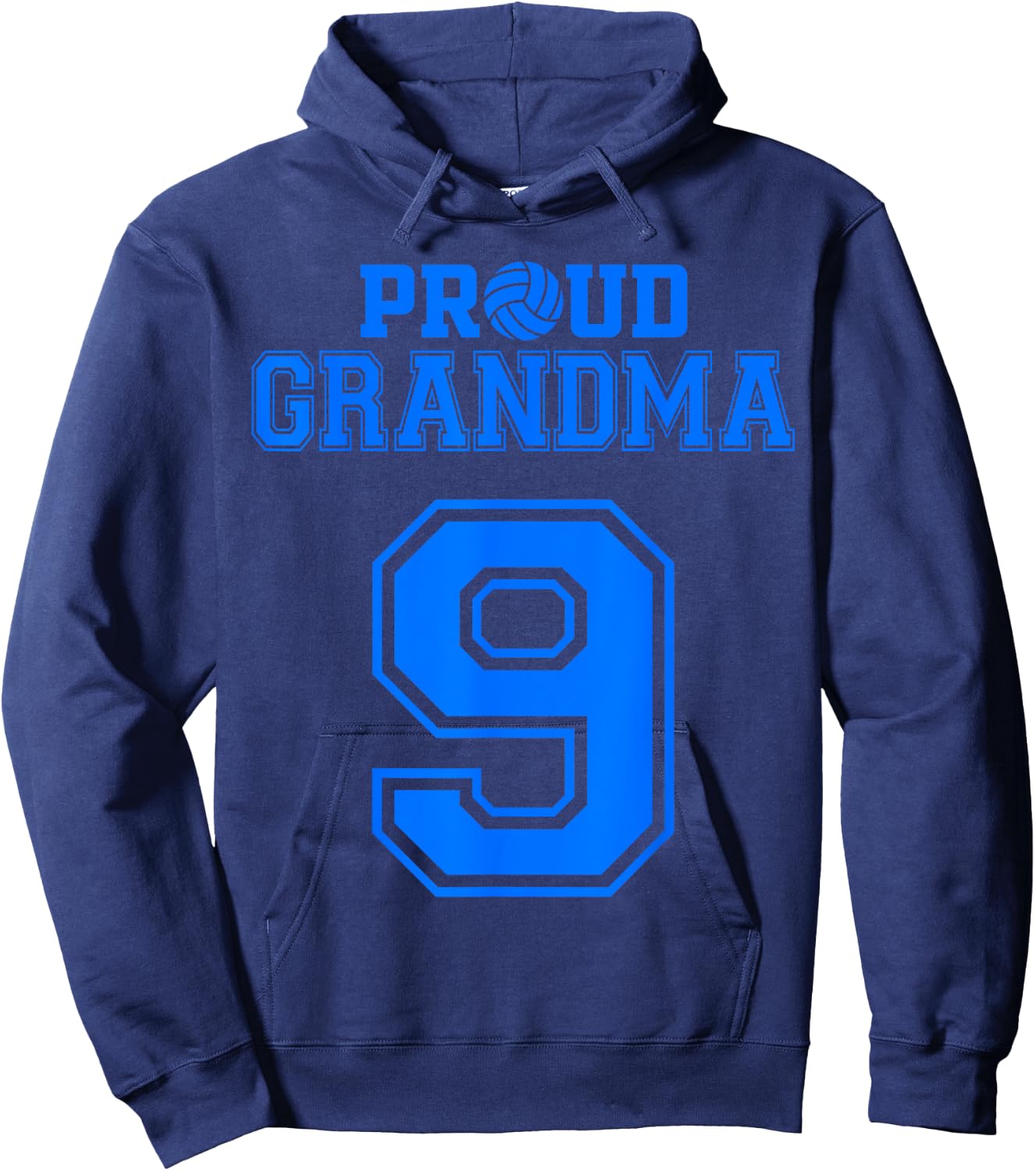 Proud Volleyball Grandma Number 9 B Hoodie - Hoodie | Navy