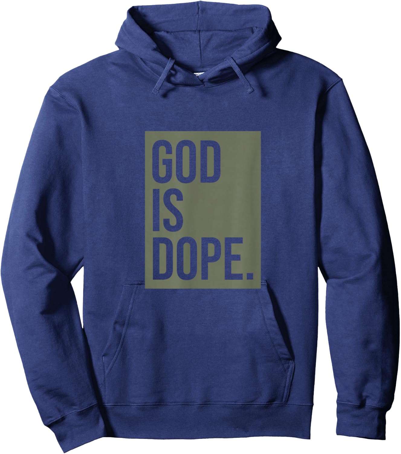 God Is Dope | Khaki Green Hoodie - Hoodie | Navy