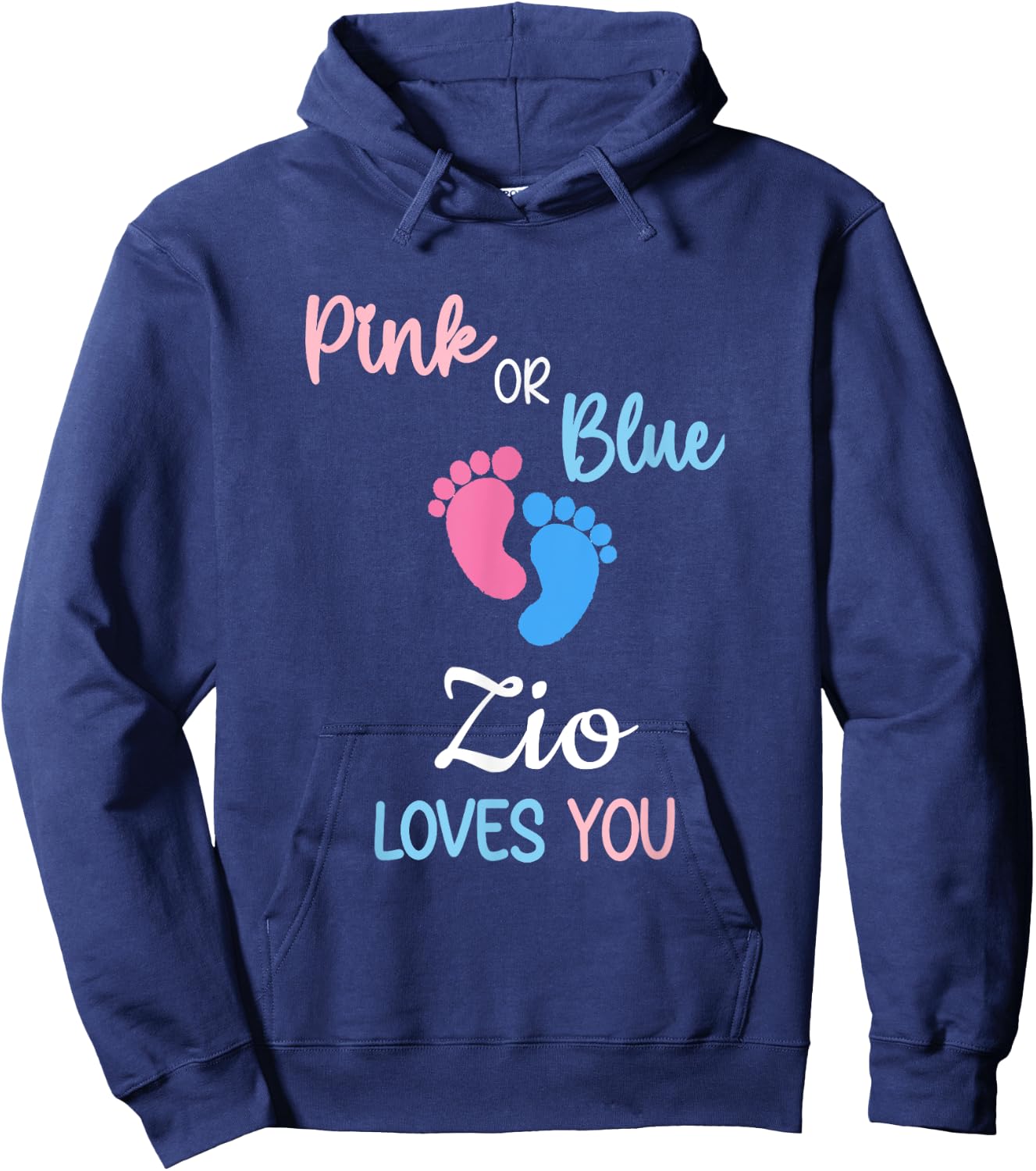 Pink or Blue Zio Loves You Italian Uncle Hoodie - Hoodie | Navy