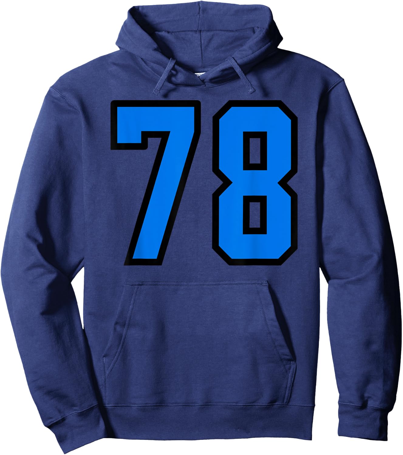 Number #78 Sport Blue Black Varsity Number Hoodie - Hoodie | Navy