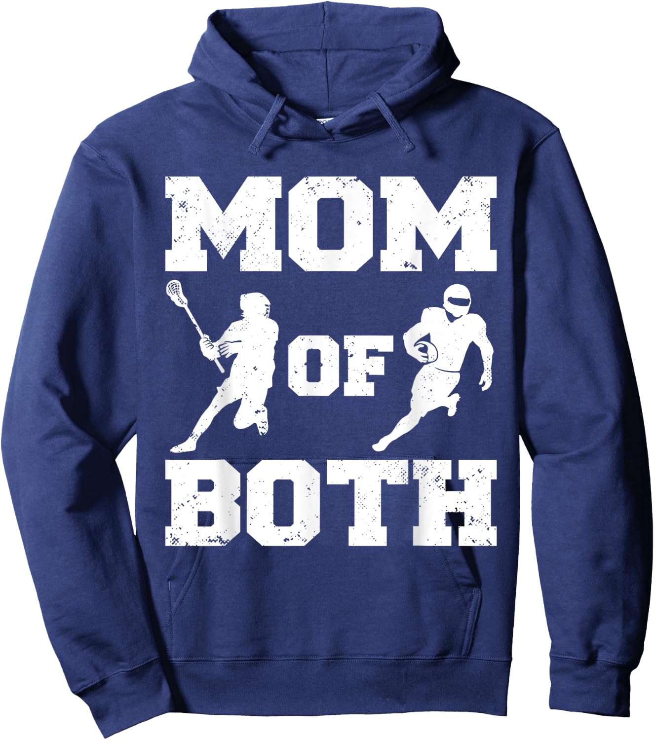 Mom Of Both Funny Lacrosse Football Mom Hoodie - Hoodie | Navy
