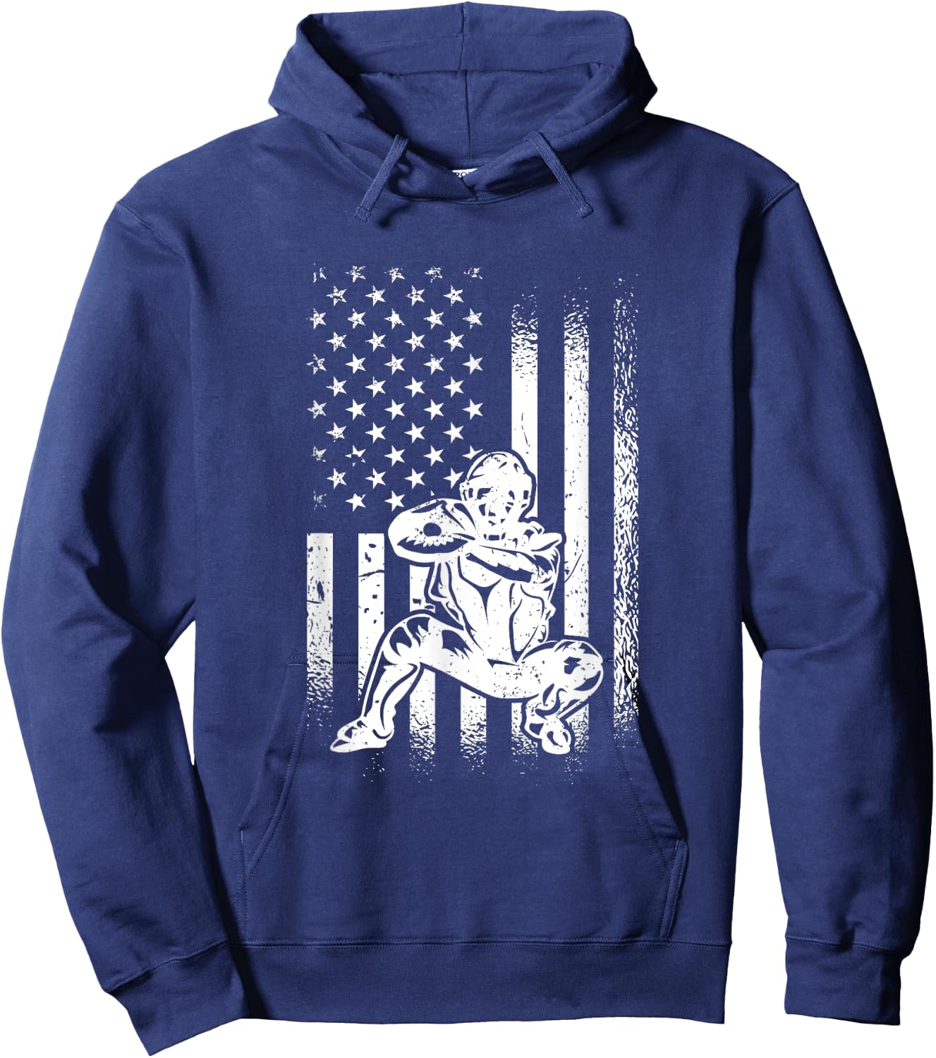 American Baseball Catcher, US Flag Catcher Hoodie - Hoodie | Navy