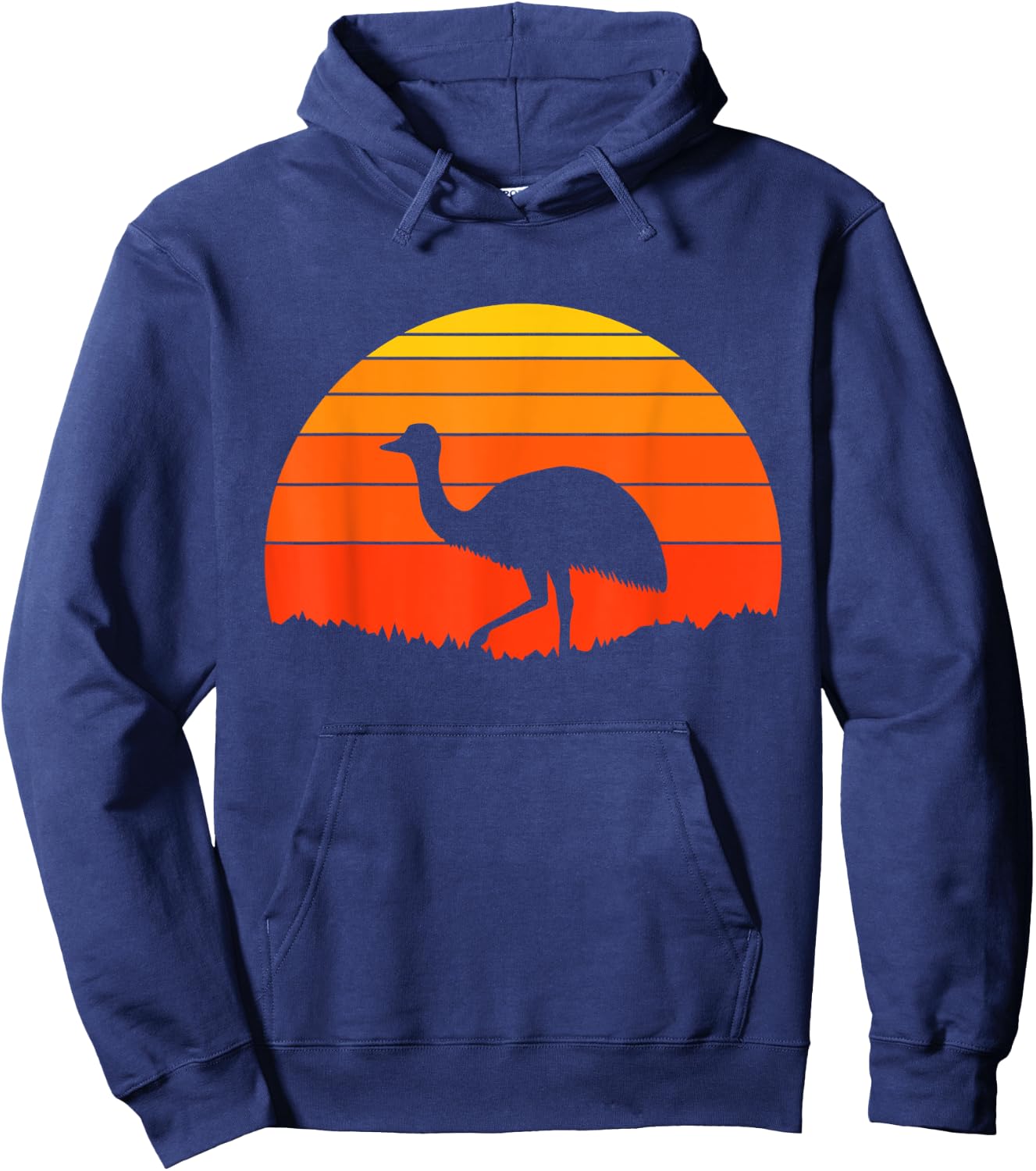 Emu Retro Sunset Nature Wildlife Animal Lover Hoodie - Hoodie | Navy