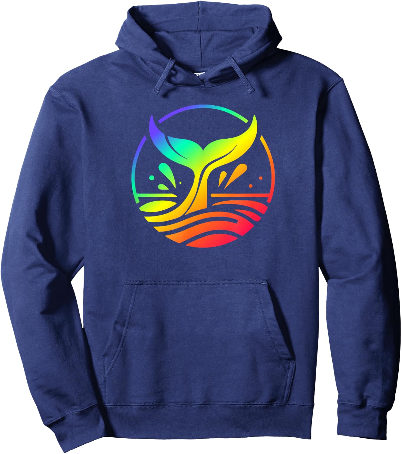 Rainbow Colors Whale Tail Fluke In The Ocean Hoodie - Hoodie | Navy