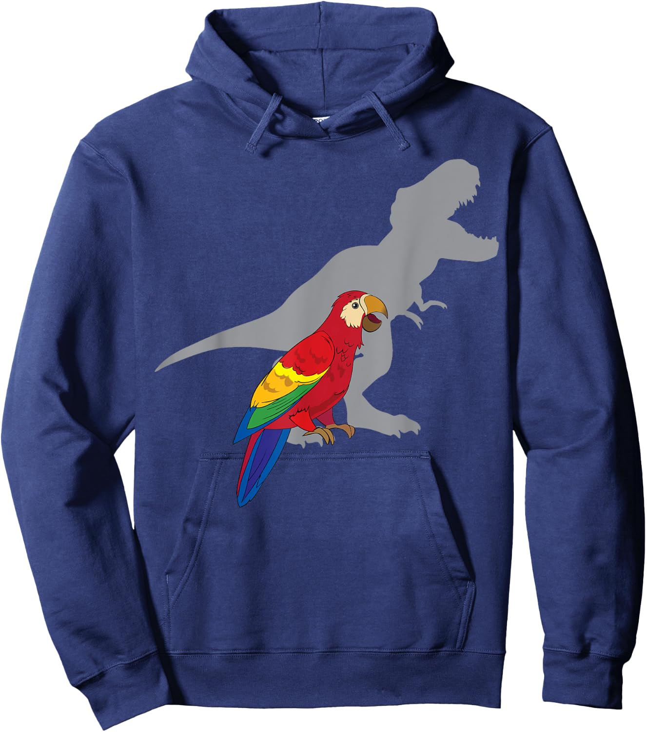 Cute African Parrot Gifts For Bird Lovers Women T-Rex Screaming with Macaw Parrot Adult Black Short Sleeve Classic Fit Cotton 65% Polyester 35% Hoodie - Hoodie | Navy